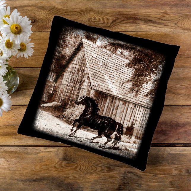 Farmhouse Rustic Barn Horse Kudde (Skapare uppladdad)