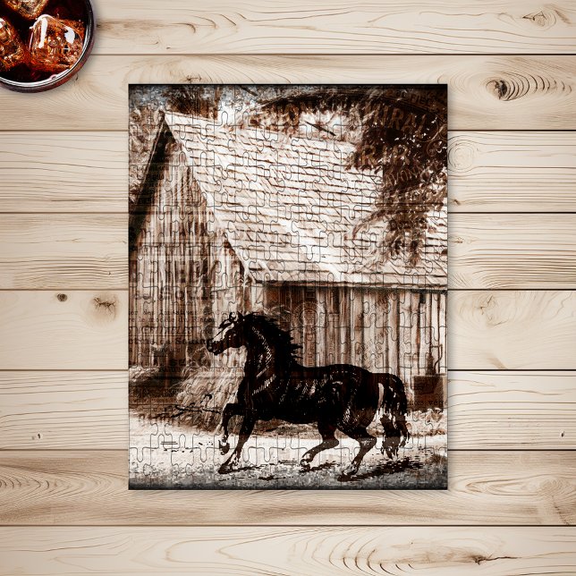 Farmhouse Rustic Barn Horse Pussel (Skapare uppladdad)