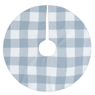 Farmhouse Rustic Blå Grå Buffalo Rutig Fyrkant Julgransmatta Borstad Polyester
