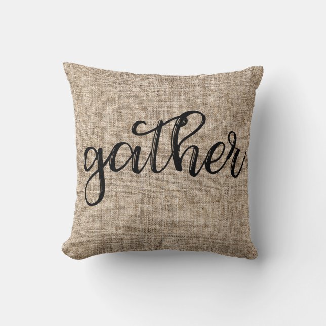 Farmhouse Rustic Brun Säckväv SAMLA Kudde (Framsida)