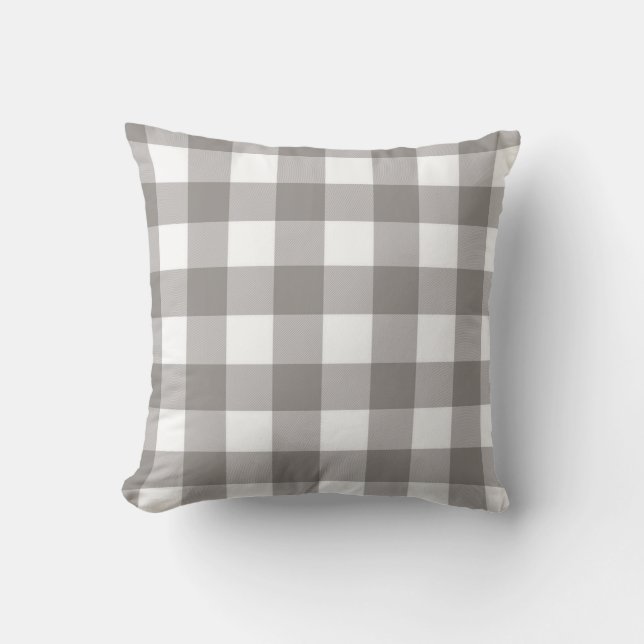 Farmhouse Rustic Grått & White Buffalo Play Square Kudde (Framsida)