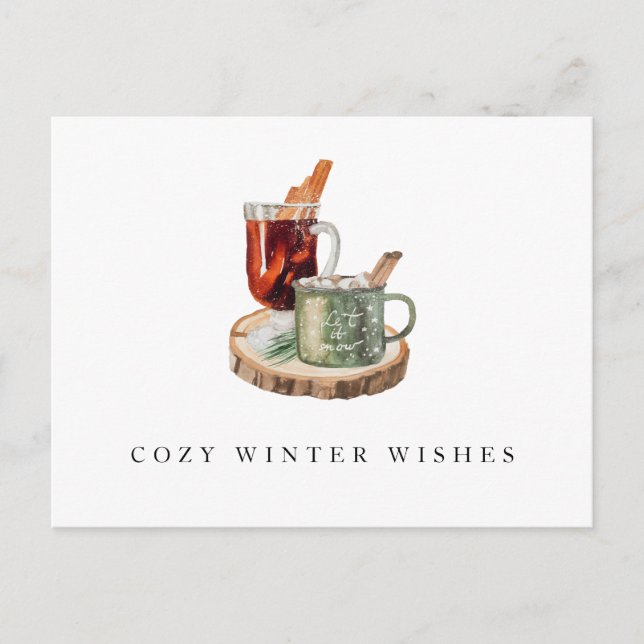 Farmhouse Rustic Stay Cozy Winter Wishes Jul Vykort (Framsida)