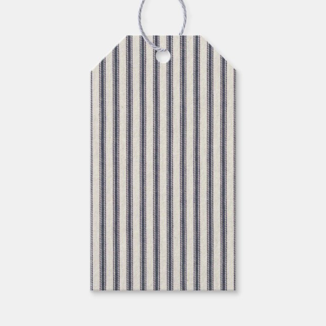 Farmhouse Rustic Vintage Ticking Rand utseende Presentetikett (Framsidan)