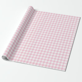 Farmhouse-rutigt rosa gingham presentpapper