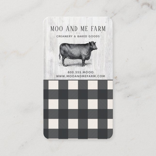 Farmhouse Stil Black White Buffalo Play Wood Bu Visitkort (Framsida)