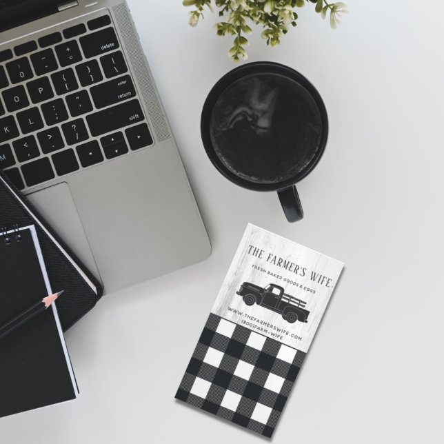 Farmhouse Stil Black White Buffalo Play Wood Magnetiska Visitkort (Skapare uppladdad)