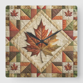 Farmhouse Stil Fall Löv Wall Clock Fyrkantig Klocka