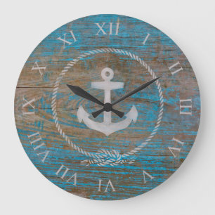Farmhouse Stil Nautical Wood Anchor Stor Klocka