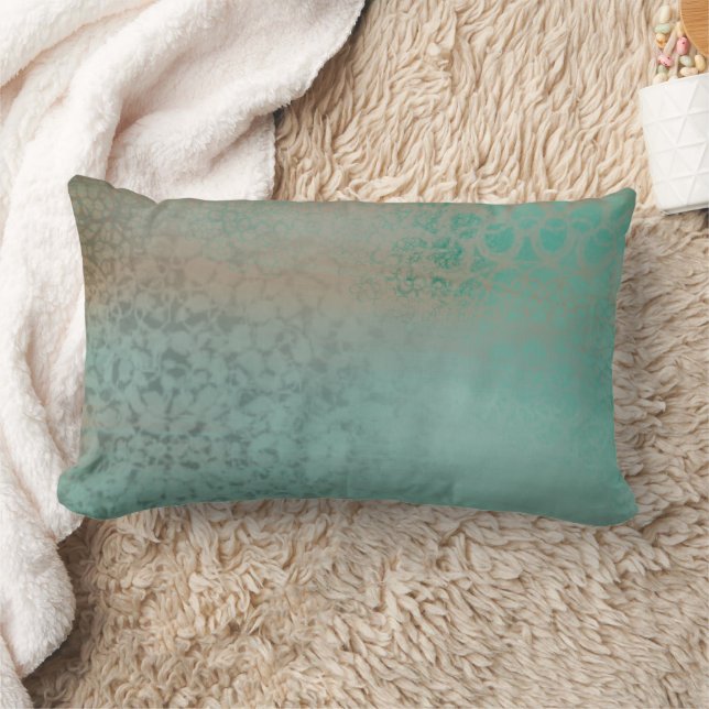 Farmhouse Stil Rustic Antique Teal Faux Snöre Lumbarkudde (Filt)