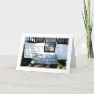 Farmhouse Stown with Pumpkins Blank Greeting Card Kort