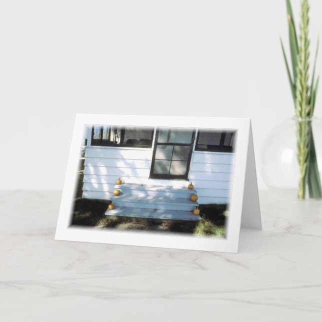 Farmhouse Stown with Pumpkins Blank Greeting Card Kort (Framsida)