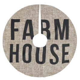 FARMHOUSE svart bokstav rustic säckväv Julgransmatta Borstad Polyester
