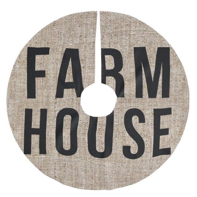FARMHOUSE svart bokstav rustic säckväv Julgransmatta Borstad Polyester (Framsidan)