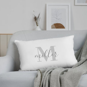 Farmhouse Svart Buffalo-rutig Familjenamn Monogram Lumbarkudde
