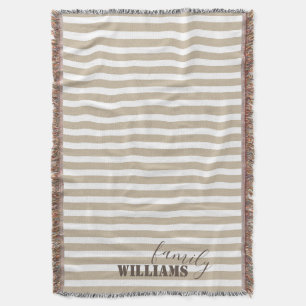 Farmhouse Tan Rand Throw Blanket Filt