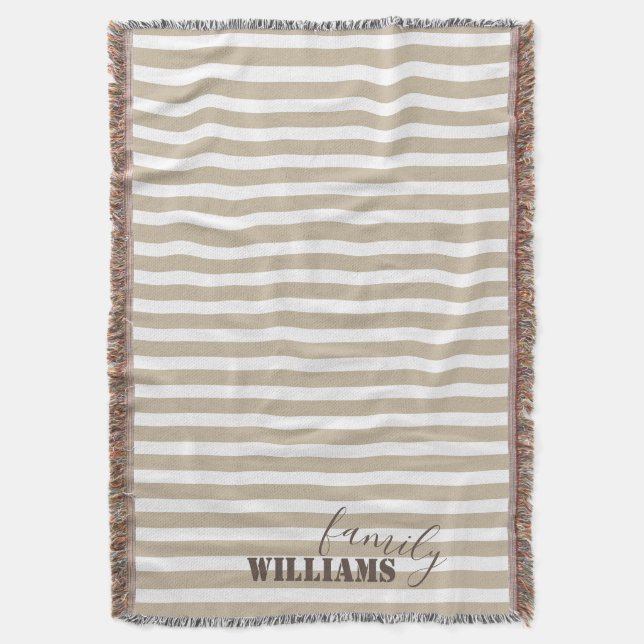 Farmhouse Tan Rand Throw Blanket Filt (Framsidan Vertikal)