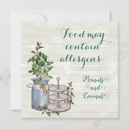 Farmhouse Tea Mat Allergen skylt Inbjudningar