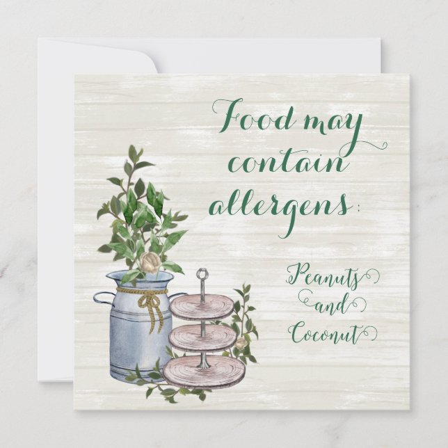Farmhouse Tea Mat Allergen skylt Inbjudningar (Framsida)