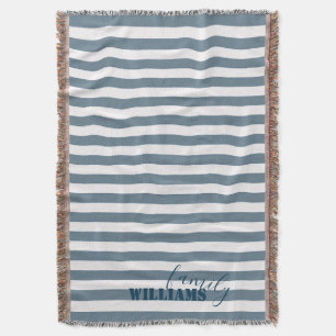 Farmhouse Teal Rand Throw Blanket Filt