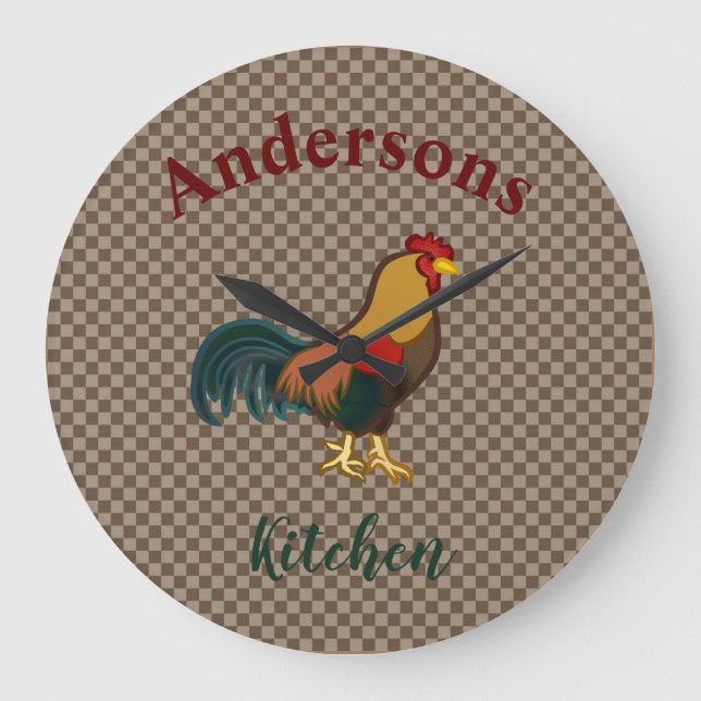 Farmhouse Tupp Design Gingham Kyckling Klocka (Framsida)