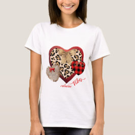 Farmhouse Valentine Hearts Play Cheetah Burlap T Shirt