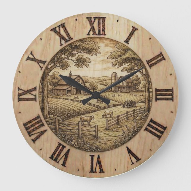 Farmhouse Wall Clock Stor Klocka (Framsida)