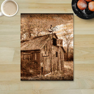 Farmhouse Wood Barn Chicken Pussel
