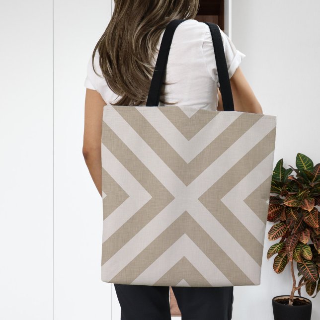 Farmhouse X Beige Linen Tote Bag Tygkasse (Skapare uppladdad)