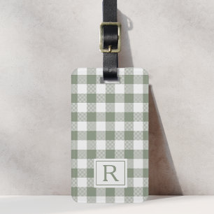 Farmhus Salggrön Buffalo-ruta Monogram Bagagebricka