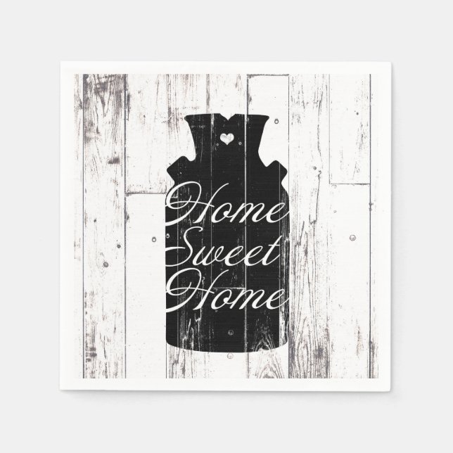 Farmhus Vit Trä Rustik Mjölk Kanna Hem Ljuva Pappersservett (Framsidan)