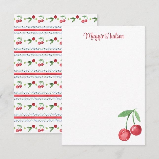 Farmillenium Cherries Watercolor Tack Kort (Fram/baksida)