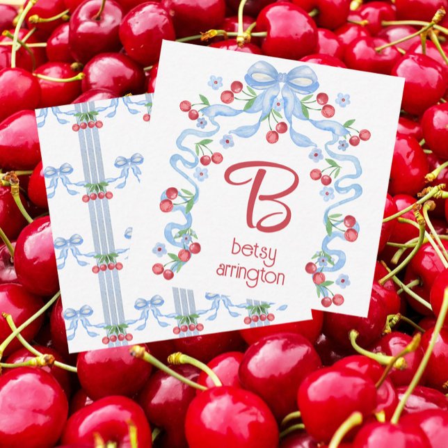 Farmillenium Cherry Bows Watercolor-hölje Anteckningskort (Skapare uppladdad)