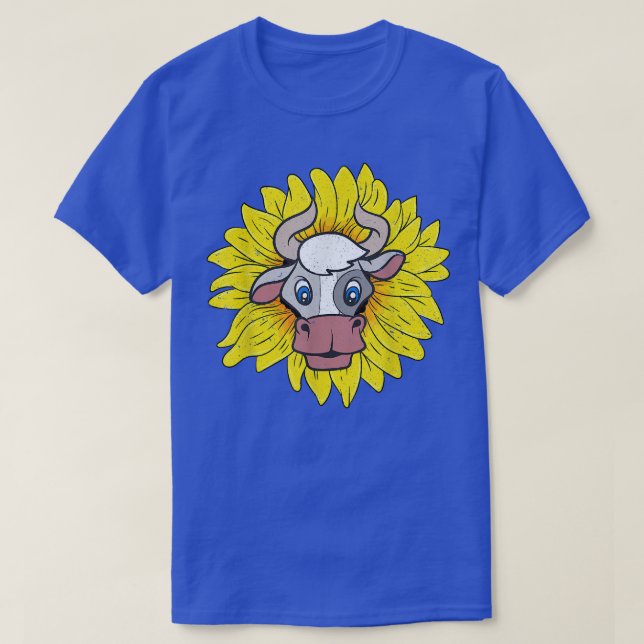 Farming Cow Lover Hippie Sunflower Farmer Farm Ani T Shirt (Design framsida)