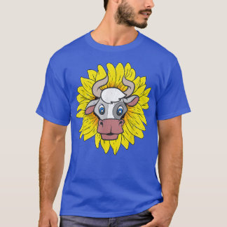 Farming Cow Lover Hippie Sunflower Farmer Farm Ani T Shirt