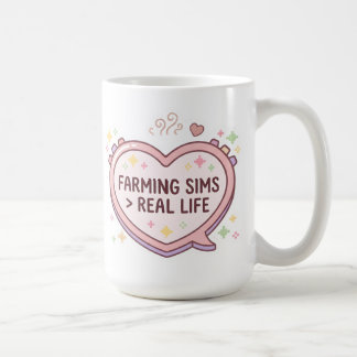 Farming Sims Större Än Verkliga Livets Hjärtkonsol Kaffemugg