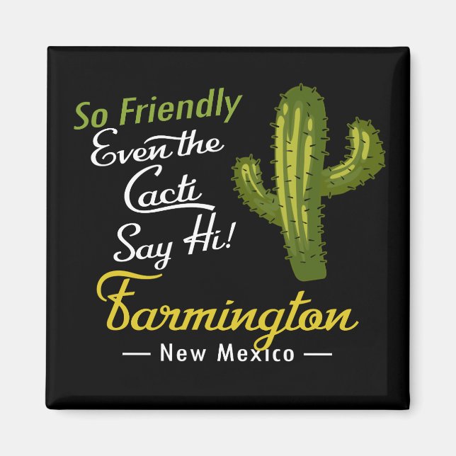 Farmington Cactus Funny Retro Magnet (Framsidan)