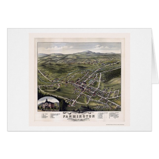 Farmington panorama- karta för NH - 1877 Hälsningskort (Framsidan Horizontal)