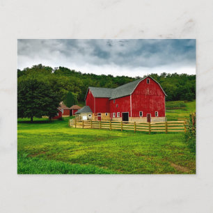 Farmland Red Land Barn Vykort