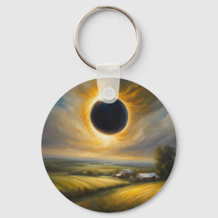 Farmland Solar Eclipse Add Text Anpassningsbar Eve Nyckelring