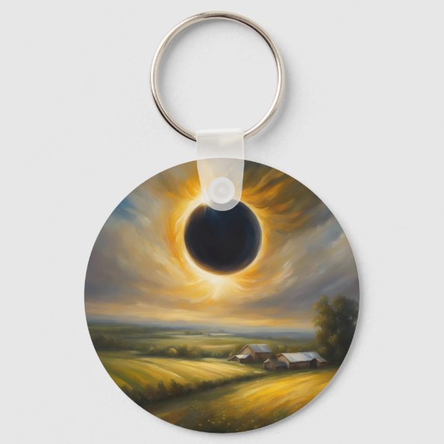 Farmland Solar Eclipse Add Text Anpassningsbar Eve Nyckelring (Framsida)
