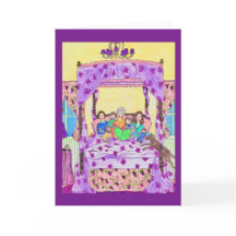 Farmodern läser till barn, hundhälsningkort