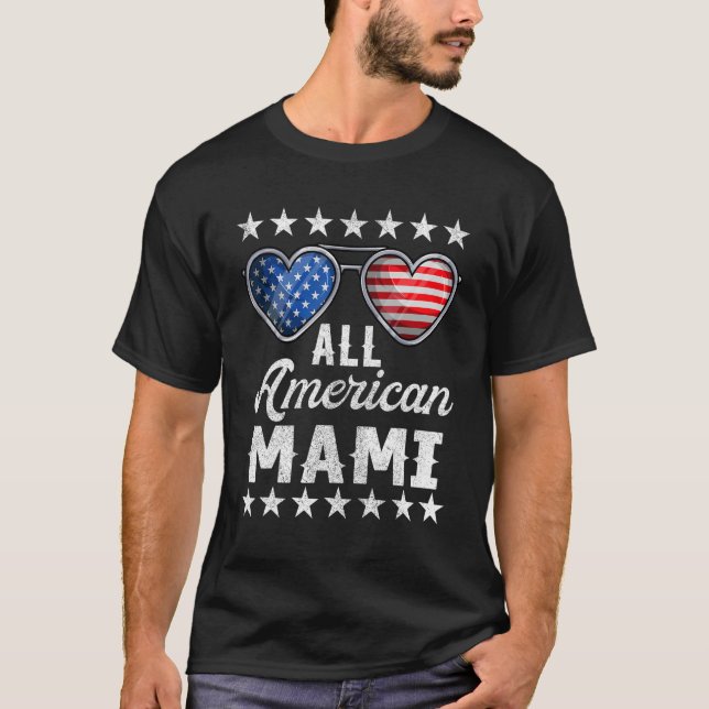 Farmor 4 juli kvinnor alla amerikanska mami t shirt (Framsida)