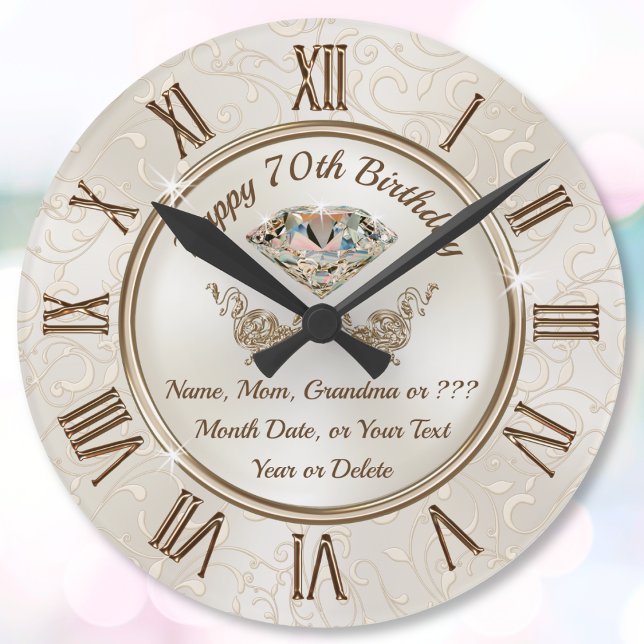 Farmor 70:e födelsedagspresent, eller någon relati stor klocka (Personalised Clock for mom. Birthday gift for grandmothers. 70th birthday gift ideas for grandma. )