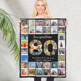 Farmor 80:e födelsedagsfotomall fleecefilt