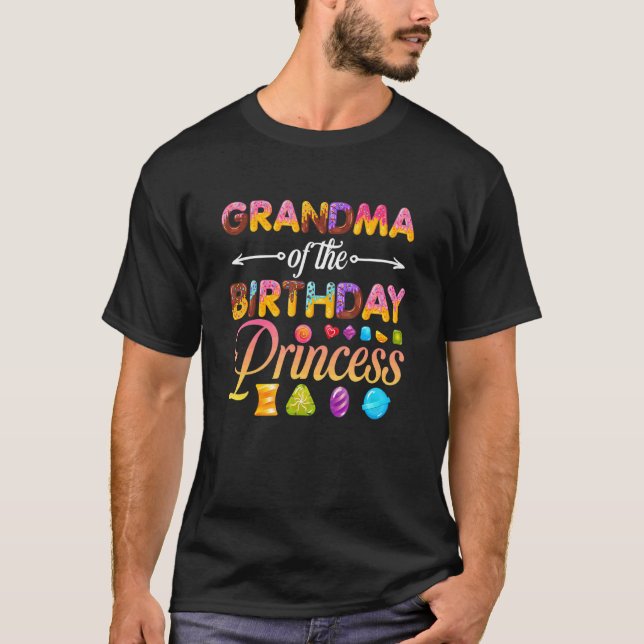 Farmor av födelsedagspaktusprinsessan Donut Birthd T Shirt (Framsida)