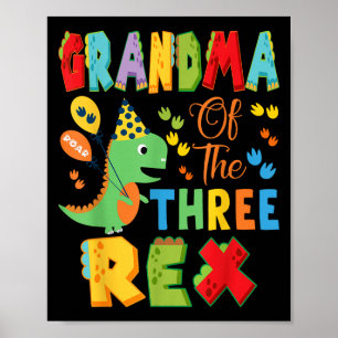 Farmor av rex 3:e födelsedagspojken Dinosaur Poster