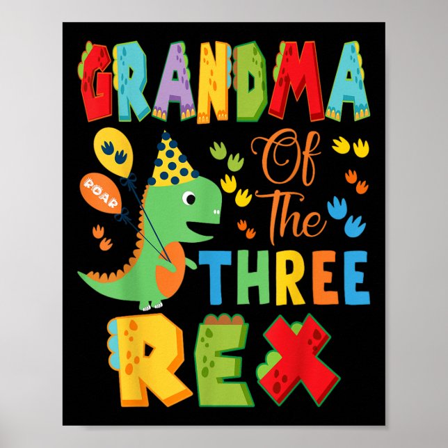 Farmor av rex 3:e födelsedagspojken Dinosaur Poster (Framsidan)