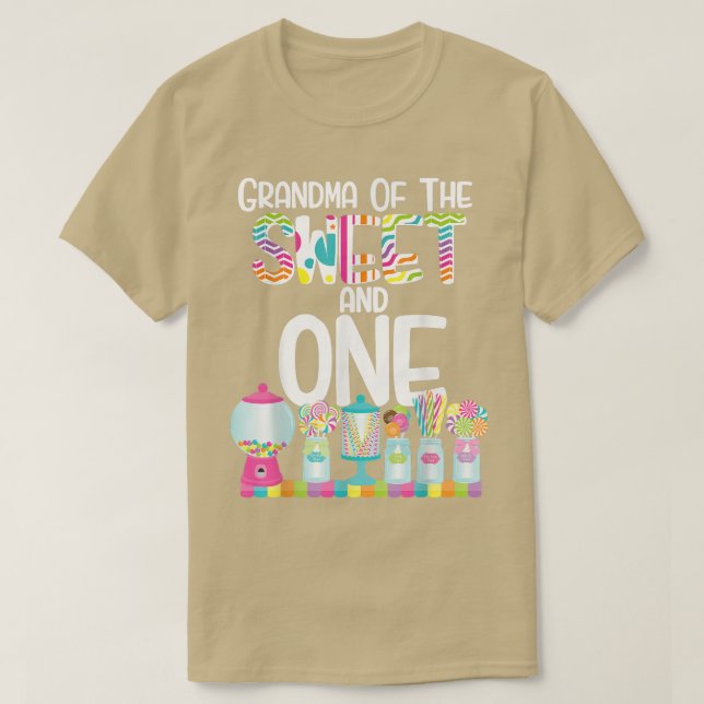 Farmor av sötaren och en godis på födelsedagslappe t shirt (Design framsida)