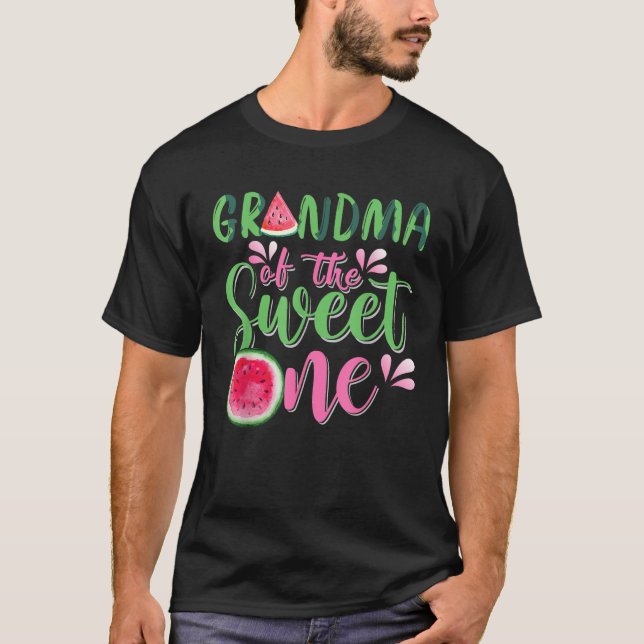 Farmor av söten vattenmelon första födelsedag t shirt (Framsida)