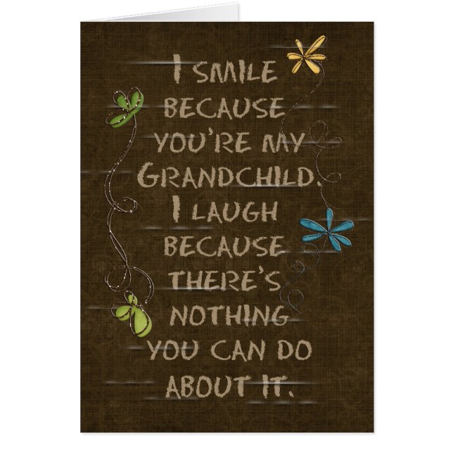 Farmor-blommigt glitter på brunt hälsningskort (Framsidan)